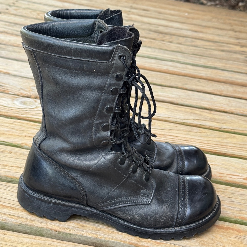 Corcoran Mens Black Leather Jump Boots Combat Tactical Cap Toe Military 7.5 D